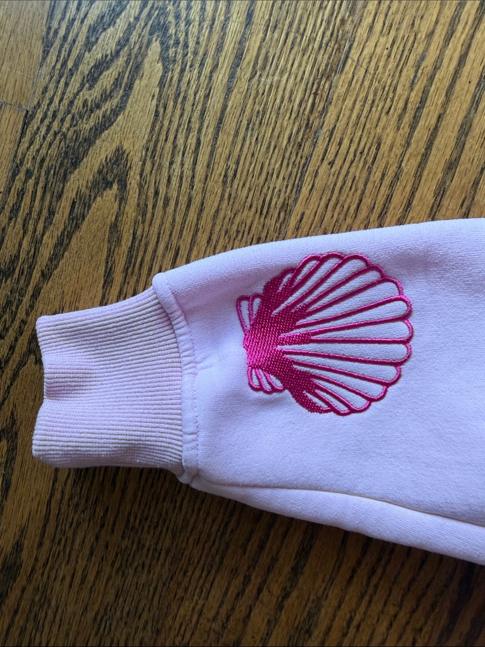 Pink Palm Puff Hawaii Hibiscus" Hoodie in Blush in XXS - Picture 4 of 6